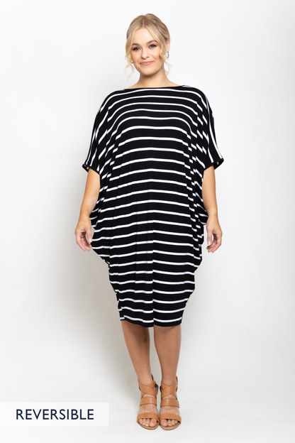 PQ Collection Miracle Dress in Black & White Stripe