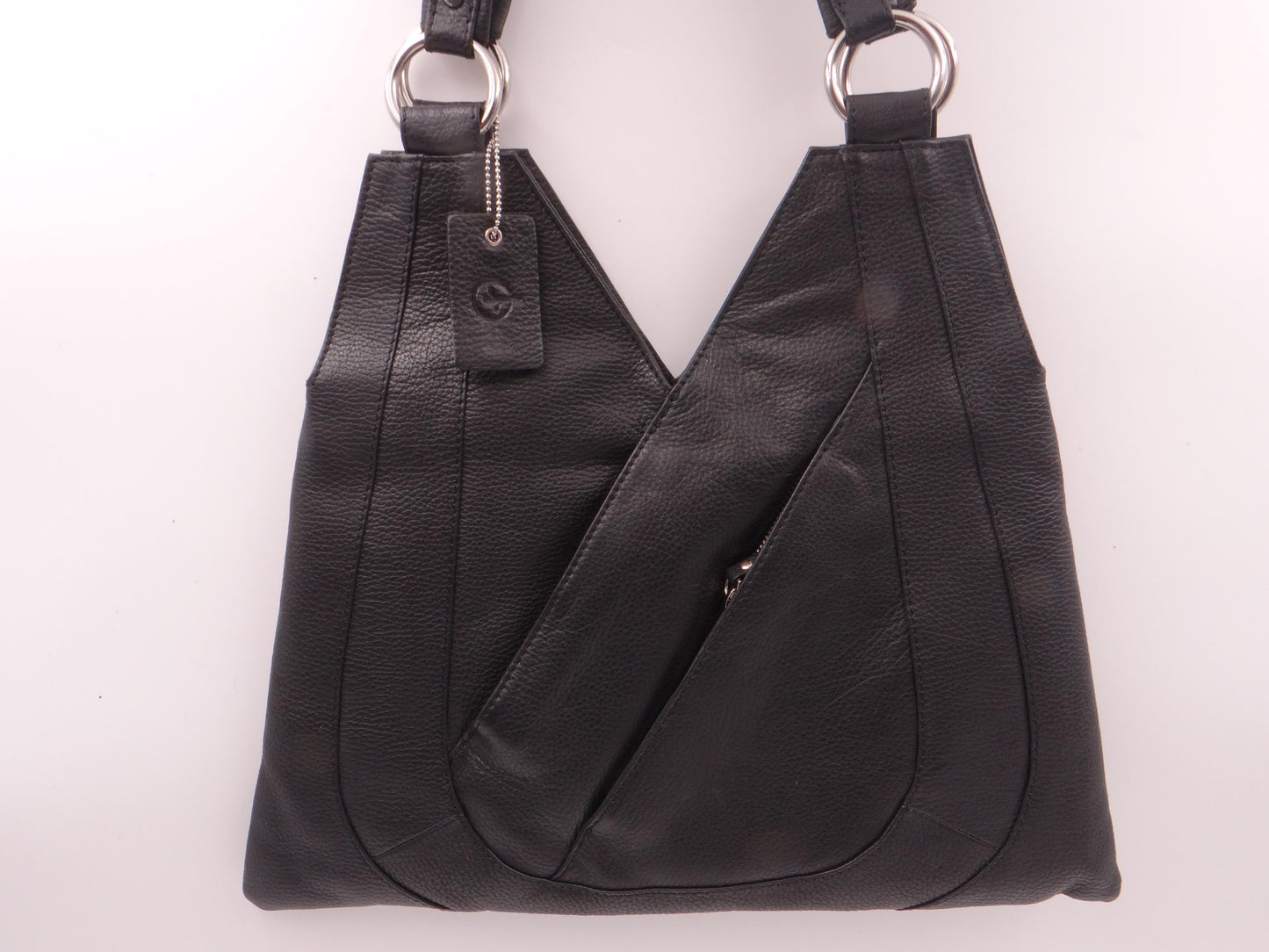 Second Nature Leather V Bag - Black